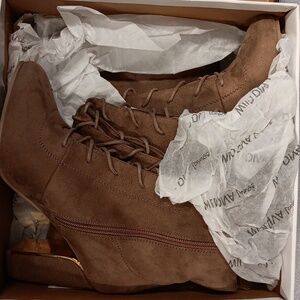 Wild Diva Over The Knee Taupe Boots With Gold Heel Accent